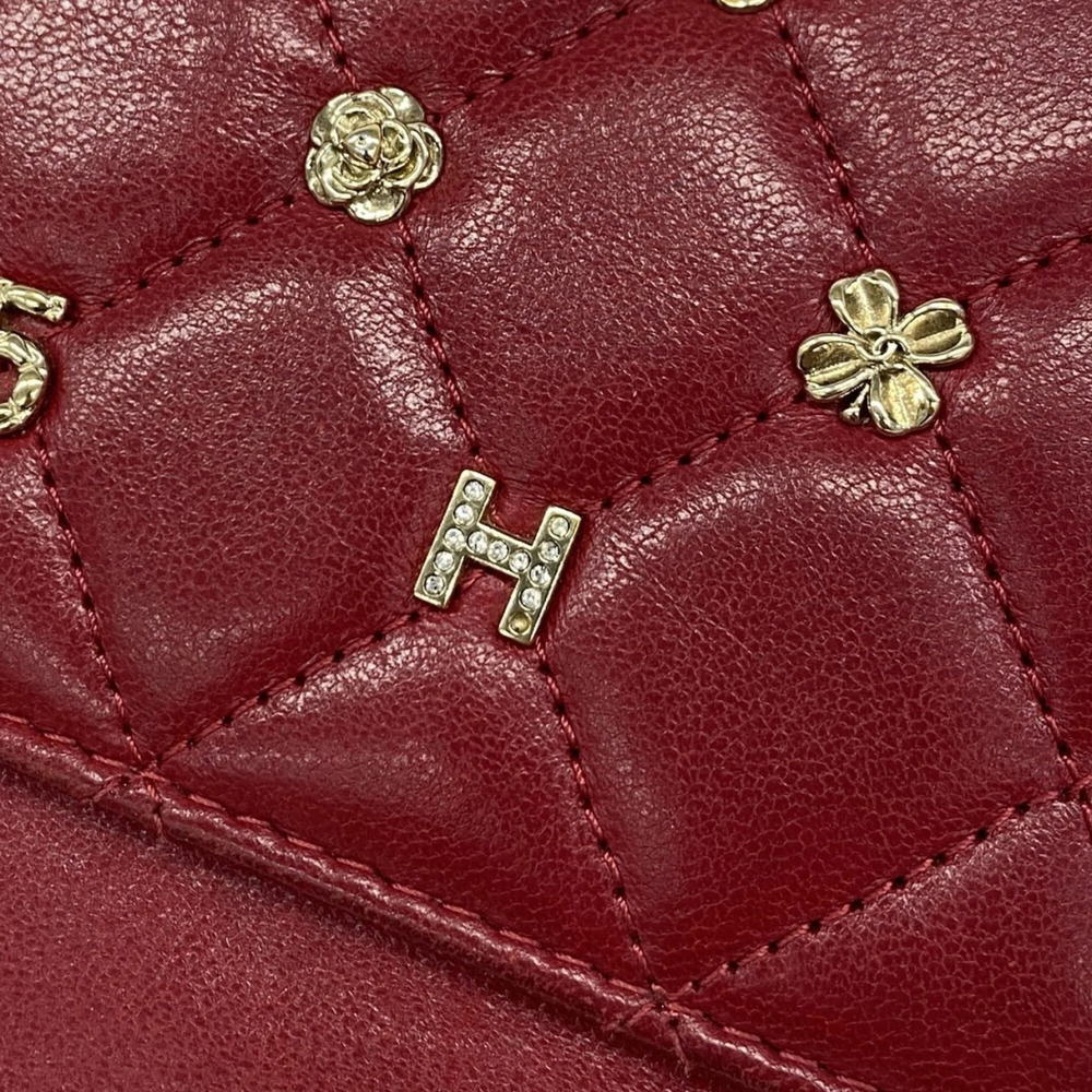 Chanel Matelassé Icon Clutch Bag, Lambskin, Red Champagne, Women's - Picture 9 of 12
